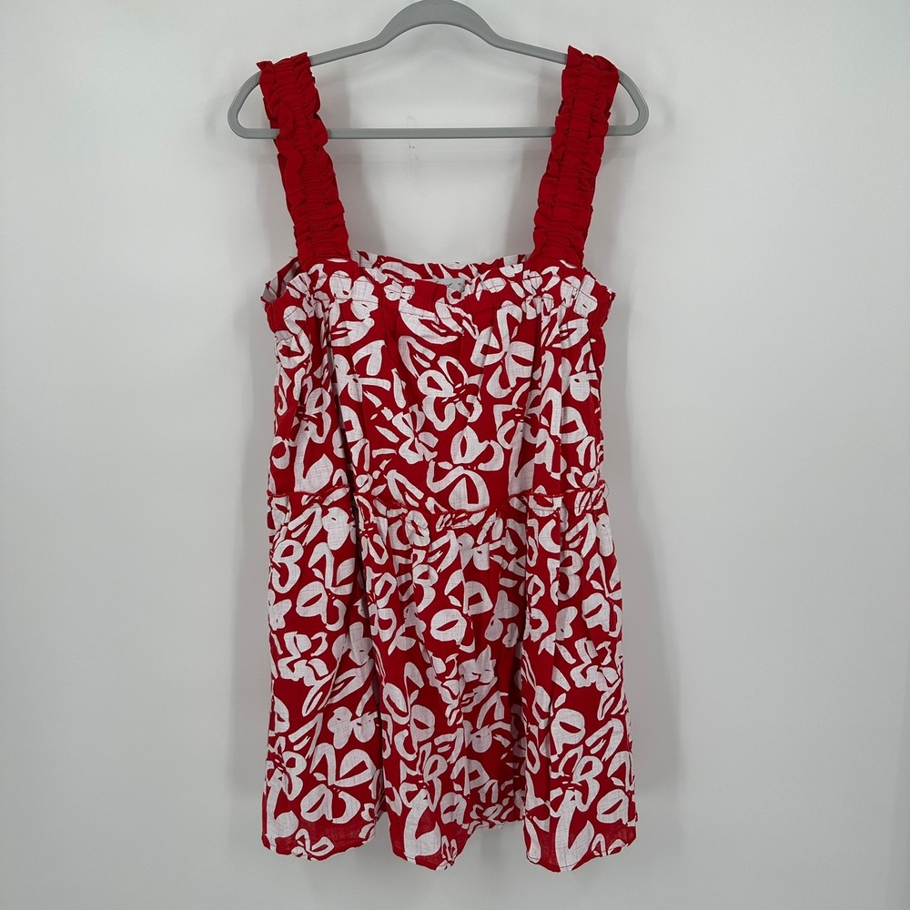 Womens Resort Floral Sun Dress Size L Vacation Cruise Tropical Picnic Bold Girly